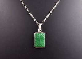 Handmade 925 Sterling Silver Natural Green Onyx Gemstone Women Pendant Necklace - £43.28 GBP+