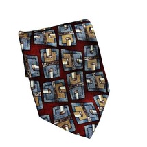 Jimmy V Burgundy Blue Tie Dick Vitale Silk Necktie 3.75 Inch Wide 57 Long - £15.62 GBP
