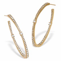 PalmBeach Jewelry Goldtone Round Crystal Hoop Earrings, 46mm - £19.73 GBP