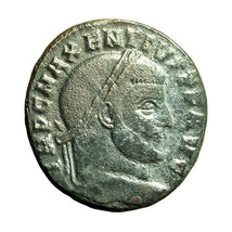 Roman Coin Maxentius Follis Ostia AE23mm Head / Dioscuri 03979 - $49.49