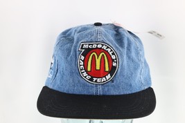 NOS Vintage 90s NASCAR McDonalds Bill Elliott Spell Out Denim Strapback Hat USA - £39.52 GBP