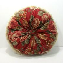Roses are Red Floral Fringed 14-inch Round Decorative Pillow - £30.60 GBP