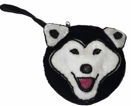 Handmade Beaded Velvet Husky Dog Face Design Coin Change Purse 5” - $331.97 MXN