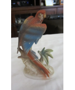 Vintage Napco Scarlet Macaw Ceramic Bisque Porcelain Bird Figurine - £10.24 GBP