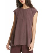 Eileen Fisher Cassis Silk Crêpe de Chine Cap Sleeve Top Tunic Sz Small New - $137.03 CAD