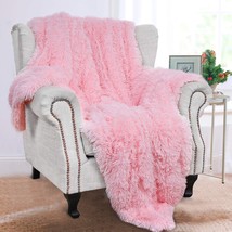BENRON Light Pink Throw Blankets, Soft Shaggy Fuzzy Sherpa Blankets, Cozy - £26.27 GBP
