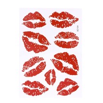 6pcs Red Lips Temporary Tattoo Stickers Red Kiss Tattoo Stickers Waterproof Face - £22.69 GBP