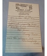 1936 Letter Head Teddy Fink Indianapolis IN Upholstering Stationary - £7.72 GBP