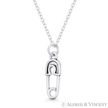 Baby Diaper Safety Pin Charm Oxidized Solid .925 Sterling Silver 20x6mm ... - $323.58 MXN+