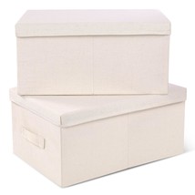 Storage Bin 2 Pack, Large Storage Bins With Lids, Decorative Storage Boxes Fabri - £42.70 GBP