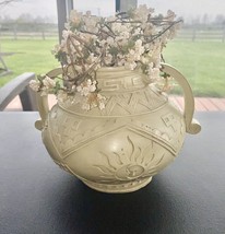 Vintage Vase Pot With Flowers Features The Celestial Sun and Moon Design 1990s - £14.20 GBP