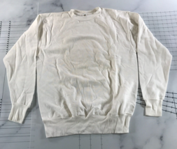 Vintage Medallion Crewneck Sweatshirt Mens Large White Cotton Blend Sand Knit - £31.31 GBP