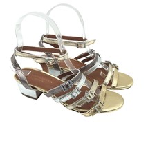 Kurt Geiger Girls Piera Metallic Jeweled Buckle Sandals Leather Gold Sil... - £19.01 GBP