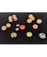 Lot 15 Lampwork Glass European Beads Silver Core Pandora Troll Bracelets... - $37.99