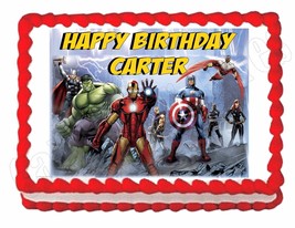 THE AVENGERS cartoon edible party cake topper decoration cake frosting sheet - £7.47 GBP