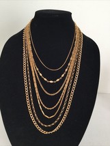 Vintage N API Er Gold Tone Five Layer Chain Necklace 30&quot; Long - £26.34 GBP