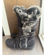 Natural Soul by Naturalizer Boots Womens 7.5 M Black Fabric Faux Fur - $665.26 MXN