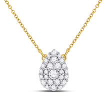 10kt Yellow Gold Womens Round Diamond Teardrop Cluster Necklace 1/2 Cttw - £508.60 GBP