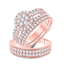 14kt Rose Gold His Hers Round Diamond Matching Bridal Wedding Ring Set 1-3/4 Ctw - £2,066.66 GBP