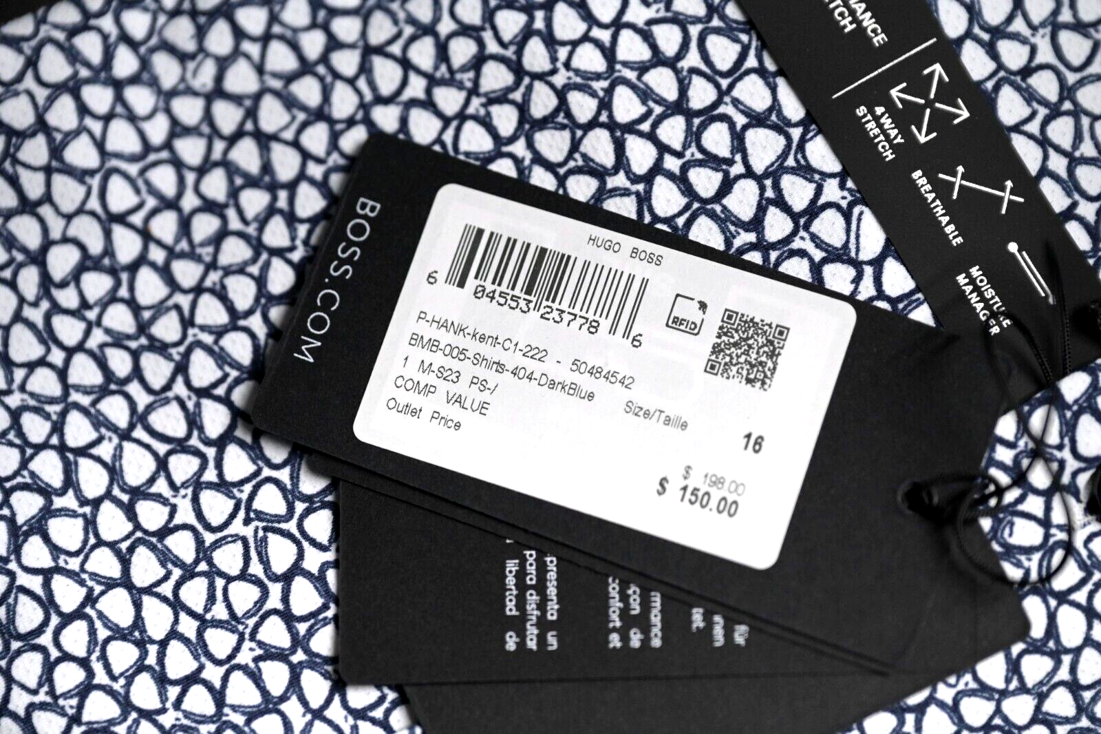 Hugo Boss Herren Hank Kent Reise Slim Fit Performance Stretch Hemd 40 15,7 Item image 8
