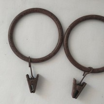 12 Bronze Metal Curtain Rings Eyelet Rod  Set Brown With Clips 2&quot; Brown ... - $22.76