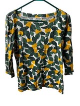 Loft Outlet Womens Round Neck 3/4 Sleeve T shirt Lemons Stretch Size 4  - £10.41 GBP