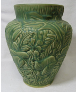 Vintage Weller Marvo Fern Foliage Matte Green 9&quot; Vase Planter - $128.69