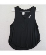 Gymshark Shirt Womens Small Black Tank Top  Stretch Raw Hems 1/4 Button ... - £14.07 GBP