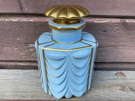 Vintage Carlin Comforts Art Deco Draped Blue Porcelain Dresser Set Bottle - £63.26 GBP