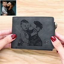 Personalized Custom Photo Wallet for Men with Zipper Coin Pocket Engrave... - £33.59 GBP