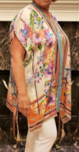 Johnny Was Kimono/Coverup with Tassels  Sz-M 100% Silk Multicolor Floral - $179.98