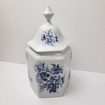 Vintage Ginger Jar Blue &amp; White French Porcelain Tea Apothecary Canister 10&quot; - £141.34 GBP