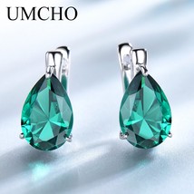 UMCHO  Nano Gemstone Blue Topaz Clip Earrings For Women 925 Sterling Silver Clip - £21.13 GBP
