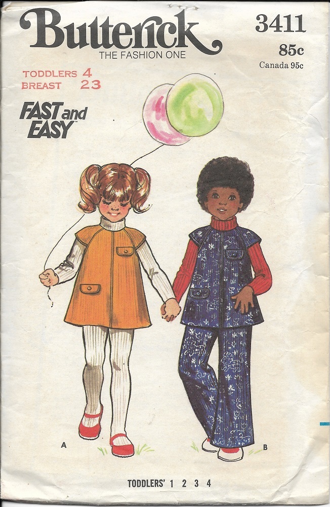BUTTERICK PATTERN 3411 SIZE 4 TODDLERS&#39; JUMPER AND PANTS - $3.00
