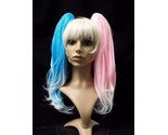 3 pc Deviant Doll Wig Blonde Blue Pink Ponytail Clips Suicide Squad Harl... - £30.62 GBP