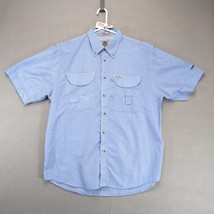 Tiger Hill Blue Gingham Button Down Fishing Shirt Men&#39;s L Vented Short S... - $22.00
