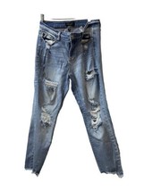 Judy Blue Distressed Size 7/28 Thrashed Juniors Straight Leg Raw Hem Jeans - $22.03