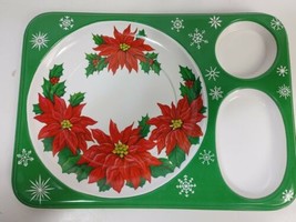 4ea. - Vintage Christmas 3 dividers plastic Food tray Meals snacks appet... - $16.15