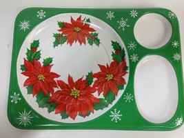 4ea. - Vintage Christmas 3 dividers plastic Food tray Meals snacks appetizers - £12.07 GBP