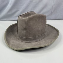 Vintage SKULLY&#39;S Western Cowboy Hat Gray Suede Leather Union Made Tag Me... - £43.83 GBP