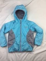 The North Face Hood Jacket Aqua Gray Girls M 10/12 With FLAWS - $19.79