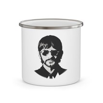 Hipster Enamel Camping Mug 12 oz Personalized Photo Mug Beatle Ringo Starr - $20.60