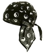 Yin Yang Bandana Headwrap Cotton Doo Rag Chemo Skull Cap Black - £7.85 GBP
