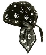 Yin Yang Bandana Headwrap Cotton Doo Rag Chemo Skull Cap Black - $9.99