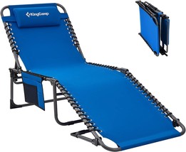 KingCamp Adjustable 5-Position Heavy Duty Folding Chaise Lounge Chair with, Blue - £102.25 GBP