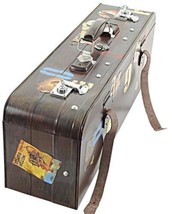 Suitcase Vintage Painted Metal Leather Handmade Hand-Crafted - £278.97 GBP