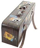 Suitcase Vintage Painted Metal Leather Handmade Hand-Crafted - £278.62 GBP