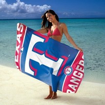 MLB Texas Rangers Vertical Name on Ends Logo Center Beach Towel 30&quot;x60&quot; ... - £22.64 GBP