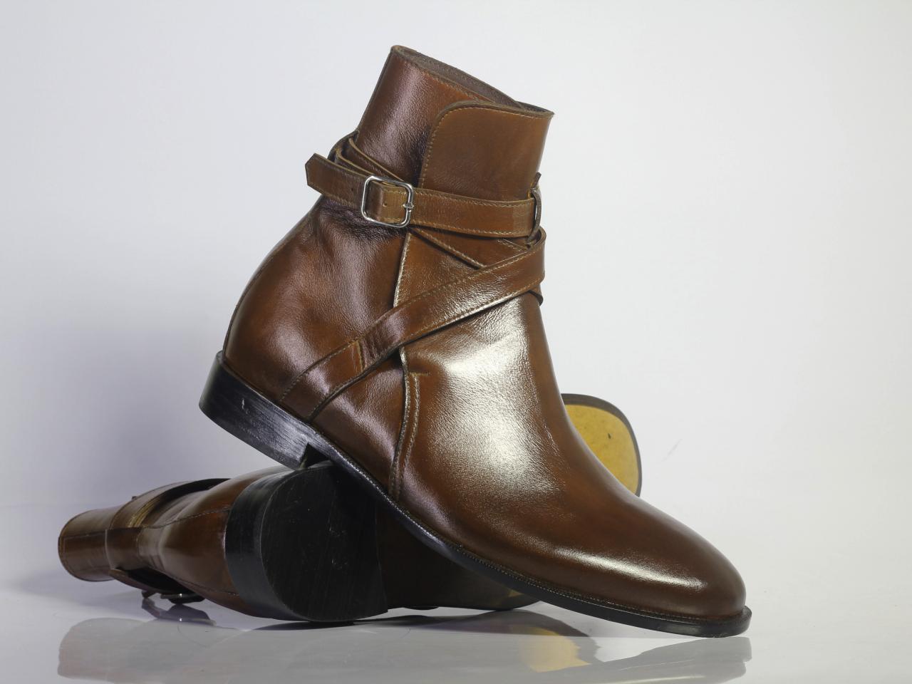 Primary image for Handmade Men's Ankle High Brown Leather Boots, Men Designer Jodhpurs Boots