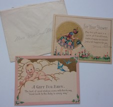 Vintage 2 Art Deco Baby Shower Gift Cards 1920s  - £6.29 GBP